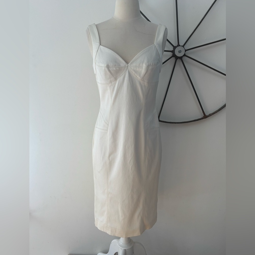 Yigal Azrouël ivory white sheath knee length cocktail dress S $795